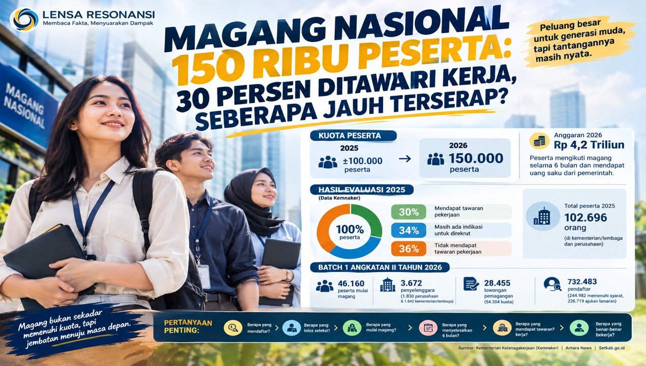Magang Nasional 150 Ribu Peserta: 30 Persen Ditawari Kerja, Seberapa Jauh Terserap?