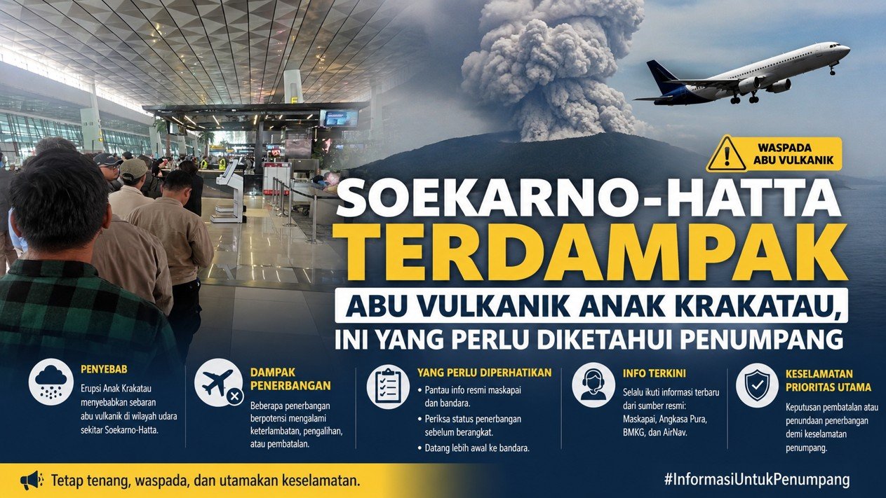 Soekarno-Hatta Terdampak Abu Vulkanik Anak Krakatau, Ini yang Perlu Diketahui Penumpang